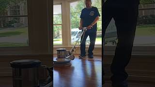 Final Buff With a Fine Tampico Brush hardwoodfloorcleaning polish hardwoodfloorpolishing [upl. by Eisyak161]