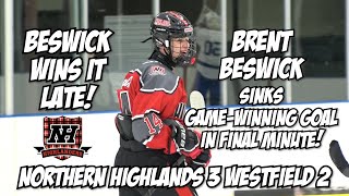 Northern Highlands 3 Westfield 2  Brent Beswick gamewinning goal  Ice Hockey highlights [upl. by Erehs]