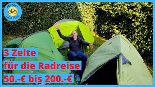 3 Zelte von 50€ bis 200€ Salewa Denali II Vango Banshee Pro 200 Dakota Explorer Radreise [upl. by Eilarol]