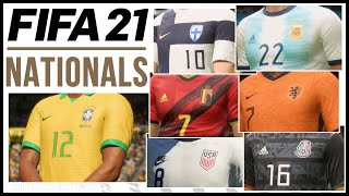 FIFA 21  ALL 49 NATIONAL TEAMS ft NEW ANTHEMS KITS RATINGS amp MORE [upl. by Morgana971]