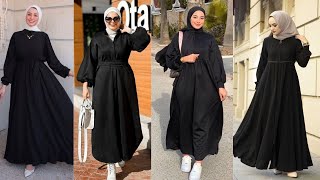 Stylish black Abaya designs 2024  Modern Abaya for Muslim girls  Winter collection [upl. by Hilly]