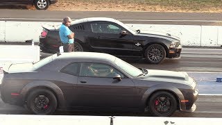 Dodge Demon vs Shelby GT500  drag race [upl. by Sinegra602]