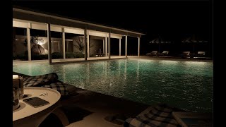 Relaxing Night Poolside Rain Ambience  3D Rendered  Liminal  Relaxation Background [upl. by Dewain]