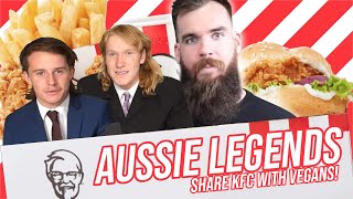 Two Australian Legends Eat KFC In Front Of Vegan Protest [upl. by Yeliac]