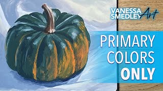 Painting a pumpkin using only primary colors and white and black painting gouache watercolor [upl. by Ennaeirrac]