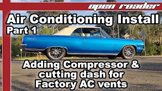 pt1 1964 Chevelle Air Conditioning Install part 1  Compressor  Cutting in Factory Dash Vents  4k [upl. by Kenton567]