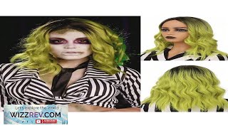 14 Inch Green Bob Wigs For Women Short Wavy Curly Wig Dark Review [upl. by Ellimahs]