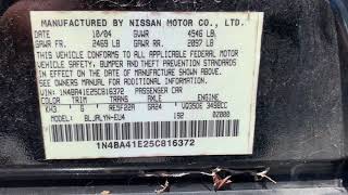 20042008 Nissan Maxima Paint Code Location [upl. by Hakym889]