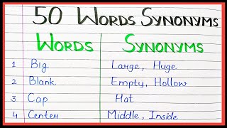 50 Synonyms words in english  what is synonyms of  English synonyms [upl. by Nroht]