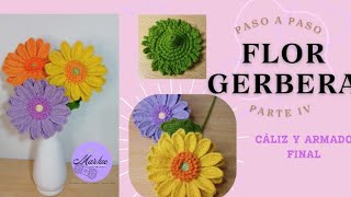 Flor GERBERA🌼🏵parte 4 final paso a paso tejidos a crochet🏵🌼tejidosacrochet [upl. by Adnohr845]