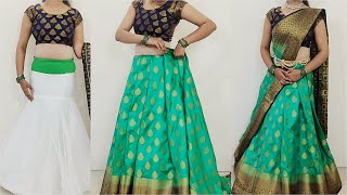 How to drape your silk saree in perfect lehenga style step by step for weddings  saree draping [upl. by Janka73]