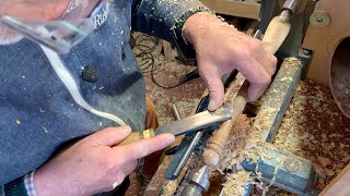 Richard Raffan turns a wand and has a bandsaw blade break whilst cutting the blank [upl. by Lleryt]