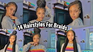 14 WAYS TO STYLE BOX BRAIDSKNOTLESS BRAIDS [upl. by Georges]