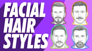 Best Men’s Facial Hair amp Beard Styles or Types For Your Face Shape Mustache Goatee Beard Stubble [upl. by Prussian]