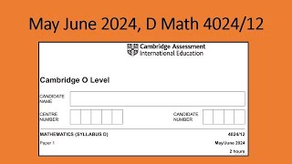 May June 2024 D Math 4024 12 Solution by Ferhan Mazher [upl. by Dippold]