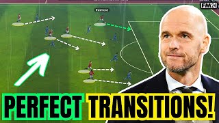 Erik Ten Hags PERFECT TRANSITION Tactic  INSANE REALISTIC MAN UTD REBUILD  BEST FM24 TACTICS [upl. by Crowell]