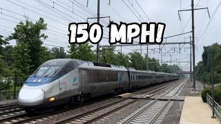 HIGH SPEED Amtrak Northeast Corridor Action at Princeton Junction 7524 [upl. by Fidellas457]