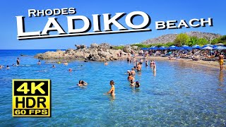 Ladiko Beach Walk Rhodes  Greece in 4K 60fps HDR UHD Dolby Atmos 💖 The best places 👀 walking tour [upl. by Eellek]