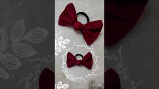 DIY hand sewn Scrunchie Tutorial 🎀 Turning old hair tie to new scrunchie🦋 Bow hair band shorts diy [upl. by Eilatan]