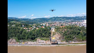 13 07 2021 westring1 SEIL per DROHNE über die donau gespannt [upl. by Nnylyak]