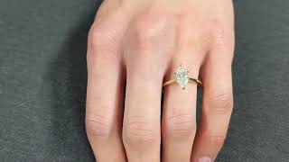 Marquise Moissanite Engagement Ring Hidden Halo Solitaire Engagement Ring 14K18K Gold Ring [upl. by Akemrehs]