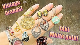 White GOLD Diamonds Moonstone Goodwill BLUEBOX mystery jewelry unboxing [upl. by Otrebilif]