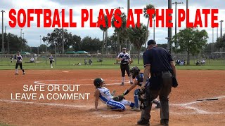 SOFTBALL PLAYS AT THE PLATE SAFE OR OUT YOU DECIDE [upl. by Lachman]