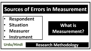 What is Measurement Sources of Errors in MeasurementRespondent SituationMeasurerInstrument [upl. by Annaiuq]