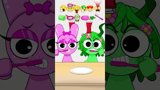 Sprunki PINK vs Green Emoji Eating Challenge MOOMOOSTUDIO sprunki pinkfood greenfood emoji [upl. by Shue]