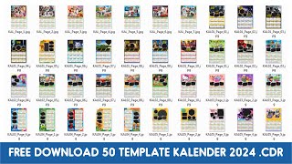 50 TEMPLATE KALENDER 2024 KARAKTER KARTUN SIAP EDIT  FREE DOWNLOAD CDR [upl. by Mandel]