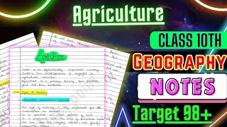 Agriculture Notes Class 10 CBSE  Toppers Handwritten Notes Geography Chapter 4 Edustudypoint [upl. by Nolrak]