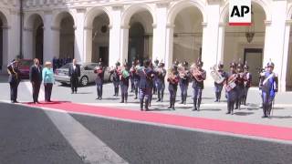 PM Renzi welcomes Chancellor Merkel in Rome [upl. by Warthman]