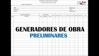 ¿COMO HACER GENERADORES DE OBRA Partida 1 Preliminares 2da parte [upl. by Alburga]