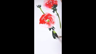 Easy Loose Watercolor Roses Practice 🥰 [upl. by Michi]