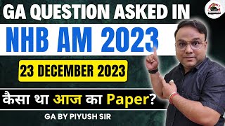 GA QUESTIONS ASKED IN NHB AM 2023  NHB Assistant Manager General Awareness Questions  PIYUSH SIR [upl. by Felicle]