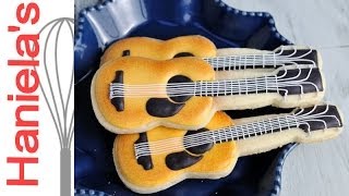 How To Decorate Guitar Cookies with Royal Icing [upl. by Annoyek]