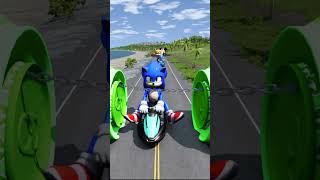 Strange Cartoon Cars vs Crazy Frog Bollards Blaze Sonic Mickey Mouse amp More  BeamNGdrive [upl. by Eenej]