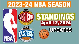 NBA STANDINGS TODAY as of APRIL 12 2024  NBA SEASON 20232024 [upl. by Haet]