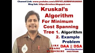 Kruskals Minimum Spanning Tree Algorithm  Kruskals Algorithm  Minimum Cost Spanning Tree [upl. by Okimuy]