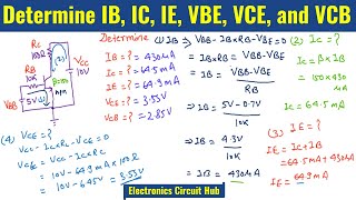 Determine IB IC IE VBE VCE and VCB  bjt solved numerical [upl. by Airretnahs]