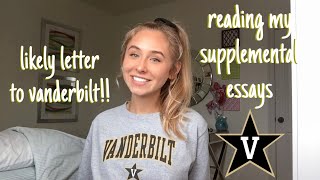 Reading The Essays That Got Me Accepted To Vanderbilt  a Likely Letter  Tips for Supplementals [upl. by Oliana]