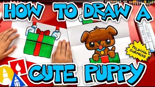 How To Draw A Puppy Present Folding Surprise [upl. by Eralc]