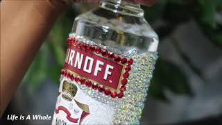 DIY RHINESTONE GLAM BIRTHDAY GLAM BOTTLE HOW TO BLING A LIQUOR BOTTLE TUTORIAL BEGINNER FRIENDLY [upl. by Nerland170]