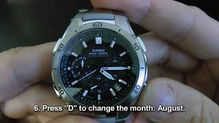 Casio Wave Ceptor WVQM410DE1A2JF 5174  How To Setup Current Date Year Month Day Manually [upl. by Danielson]