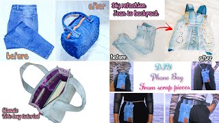 DIY 4 Denim Bags Out of Old Jeans  Old Jeans Transformation Ideas [upl. by Anilra628]