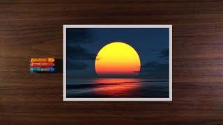 Easy Cloudy Sunset Sky Seascape  Realistic Oil Pastels Drawing for beginners  Art Artistry [upl. by Namia]