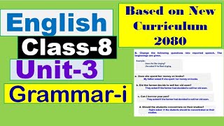 Grade 8 English Unit 3  Grammari Class 8 English unit 3 Grammar i [upl. by Aleak]