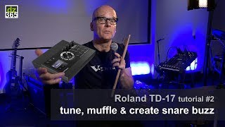 Roland TD17  how to tune muffle and create snare buzz  tutorial [upl. by Airahcaz821]