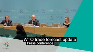 WTO trade forecast update press conference [upl. by Onirefes]