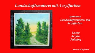 Landschaftsmalerei mit Acrylfarben auf Makulaturtapete 80g  geeignet für Anfänger [upl. by Jeanie]